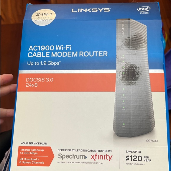 Linksys AC1900 Cable Modem Router in Blue and Gray